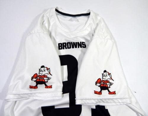 Cleveland Browns 31 Igra Korištena bijela vježba trening košulja dres l dp45219 - nepotpisana NFL igra korištena dresova