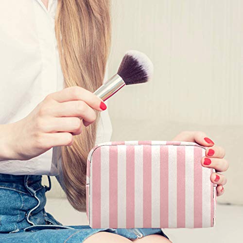 Toaletna torba kozmetička putnička šminka Organizator vrećica vrećica s patentnim zatvaračem ružičaste bijele pruge za esencijalne
