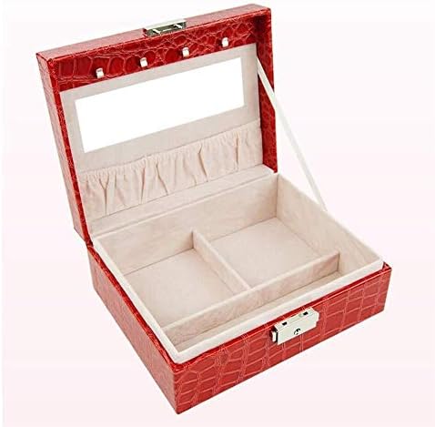 QTT kožne kutije za nakit prijenosni organizator nakita za putovanja s ogledalom za skladištenje zagrljaja Naušnice nakit za nakit