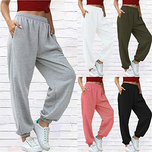 Ženske hlače u boji Andongnywell Sportske hlače Sport hlače kod kuće casual sportske hlače s džepovima