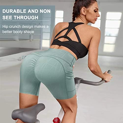 Treninggirl ženske vježbe joge kratke hlače s džepovima visoki struk biciklističke kratke hlače atletski trčanje vježba kratke hlače