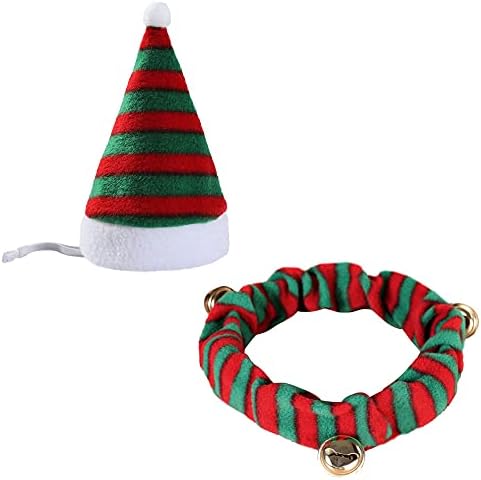Božićni kućni ljubimac mačji ogrnik i set šešira, fleksibilna elastična božićna kućna mačka šešir i ovratnik sa zvonima