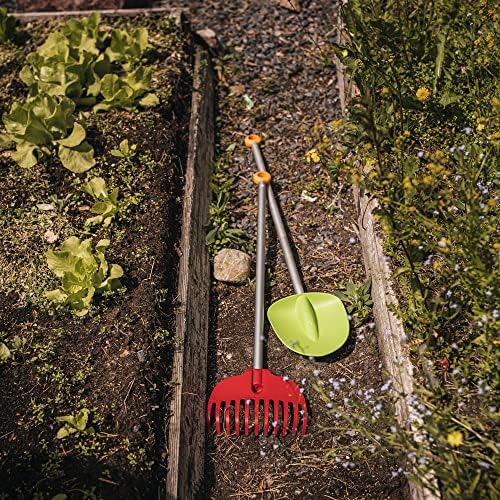 Pribor za uređenje okoliša - grablje za lišće i vrtna lopata - Dječji vrtni set - 2 kom.
