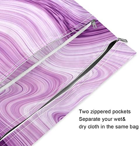 Kigai mramorni tekstura mokra suhe torbe 2 pakiranje, vodootporna za višekratnu upotrebu dječje tkanine mokra suha torba s džepom s