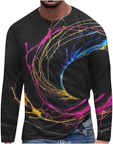 Muška mišićna majica 3d print modne majice dugi rukavi o vratu majice šareni dizajn digitalna majica za muškarce