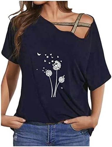 Ženska hladna majica na ramenu modna ljetna zmajska zmajska tiska Klasična majica s kratkim rukavima