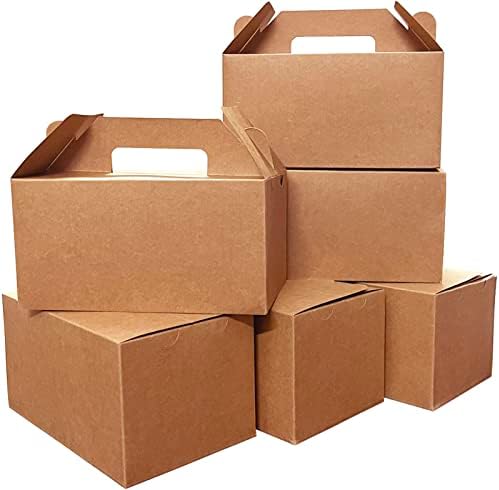 Unarty 30 pcs velikih kutija za zabat s ručicom, 8 x 5 x 4 inčni kraft gable kutije za poklon, velike kutije za poslastice s ručkama