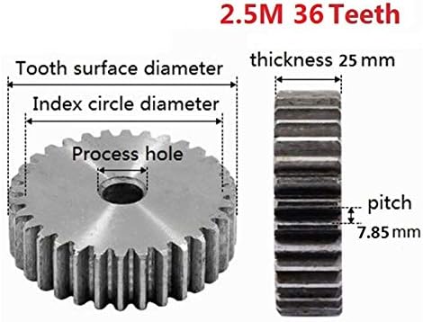 Zupčasti zupčanici od 2,5 m od 36 zuba 36 mm od 2,5 m s desnim zupcima od nehrđajućeg čelika za CNC zupčanike i zupčanike
