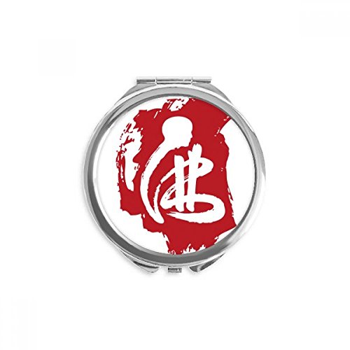 Crveno ručno kompaktno ogledalo s likom lika okruglo prijenosno Džepno staklo