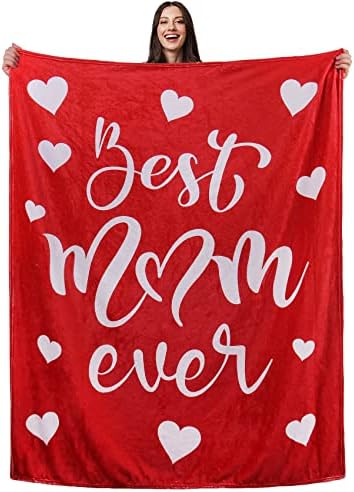 Pokloni za mamu od kćeri Majčin dan mama gfits deka najbolja mama ikad, mekani flanel bacanje pokrivača crvena 60x50, matični dan rođendan