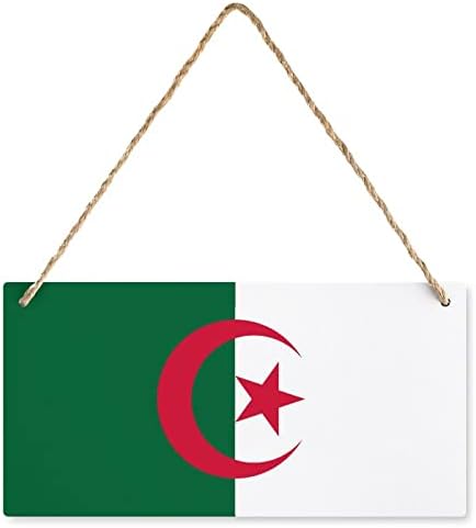 Alžir zastave Wood Sign Personalizirani drveni ploča viseći natpis zidni umjetnički dekor s konopcima za kućni ured