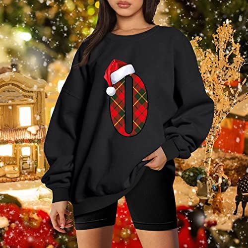 Ženska božićna majica s printom slova labavog kroja smiješni Božićni pulover Božićni šešir Djeda Božićnjaka grafička bluza majice majice