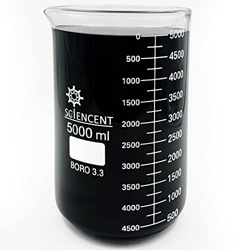Staklena čaša od 5000 ml velika laboratorijska čaša s debelim stijenkama od 5 litara