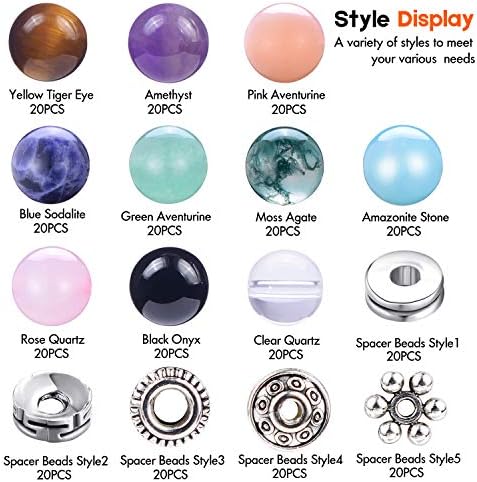 300pcs okrugle labave perle od dragog kamenja veleprodaja perle od prirodnog kamena s razmaknicama i elastičnim koncem za izradu nakita