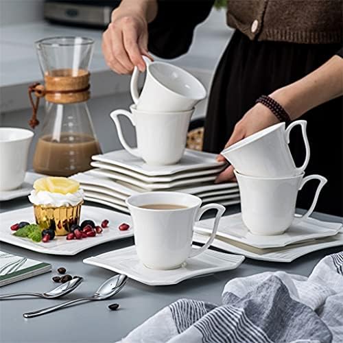 TDDGG 18- komad bijeli porculanski čaj za kavu setovi za piće, uključujući šalicu, tanjure i desertne tanjure za 6 kućnih ureda