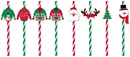 * 36 komada božićne papirnate slamke jednokratne slamke za piće ekološki prihvatljive i razgradive slamke za zabave Božićna zabava