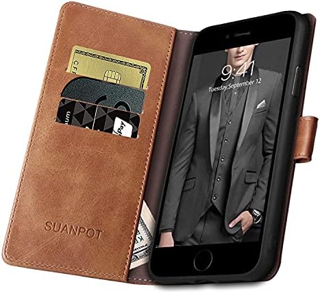 Suanpot za iPhone 7 plus/8 plus 5,5 s RFID blokirajući kožni novčanik s kreditnim karticama, Flip Book Telefon kućište otporan na udarce