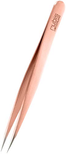 Klasična kosa pinceta od nehrđajućeg čelika za precizno uklanjanje dlaka obrva i kose, izrađena u Švicarskoj, ružičasto zlato-1.003.