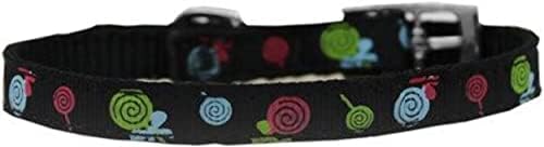 Mirage Pet Products Lollipops Nylon Dog Collar s klasičnom kopčom 3/8 , Black, Veličina 10