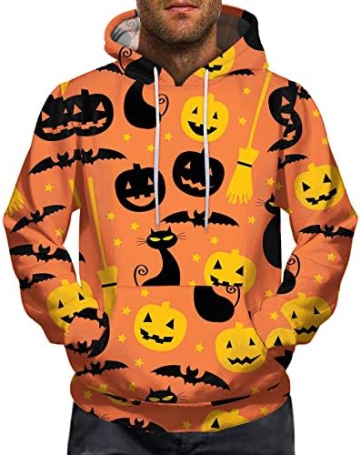 XXBR Muški Halloween Hoodies Parovi smiješne mačje bundeve tiskani dres s kapuljačom casual stranke novitet majice s džepom