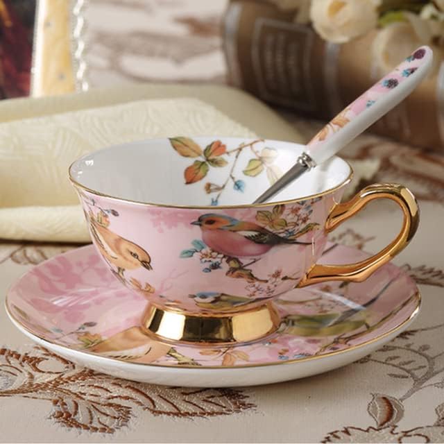 Europska kost čaša za kavu Set ružičasta ptica kreativna keramička pnom Penh popodnevna čaša čaj i tanjur sa žlicom lijep poklon 220