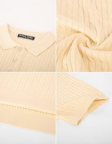 PJ Paul Jones muški kabel pletene polo majice pletenje lagane majice za golf majice