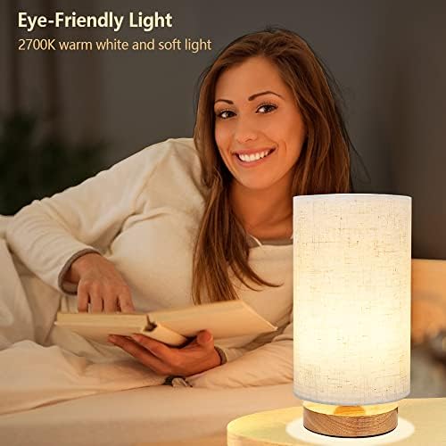 Minimalistička LED stolna svjetiljka za spavaću sobu toplo svjetlo noćna svjetiljka s platnenim sjenilom od tkanine savršena mala stolna