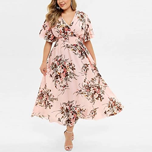 2023. ljetne haljine za žene s kratkim rukavima cvjetne haljine Uskrs boho duga Havajska haljina veličine plus