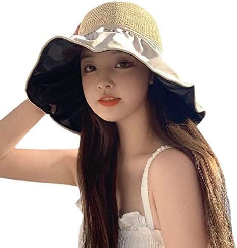 Vinilni šešir za plažu, šešir za sunčanje, ženski ljetni slamnati šešir s otvorenim obodom, UV štitnici za sunčanje za ribarske šešire