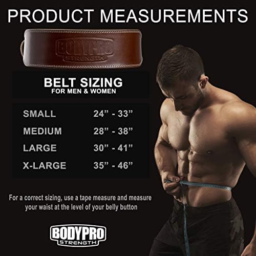 BodyPro Snaga originalna koža debljine 10 mm - jednokratna teška utega u težini za muškarce i žene - stabiliziranje podrške leđa za