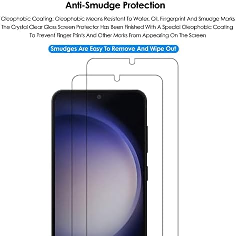 VIESUP za Samsung Galaxy S23 5G HD Clear Screen Protector Kaljeno staklo - [2 pakiranja] Tvrdoća tela 9H Prijateljska zaštitu ekrana