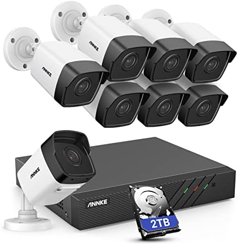 Annke H500 8CH IP Sigurnosni sustav kamere W/ 6MP NVR, 8x 5MP vanjski CCTV metak Poe kamere, podržava Alexa, 24/7 Audio snimka, 100
