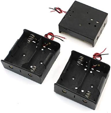 X-DREE 3pcs 5,1-inčni žice Crni plastični držač utora za bateriju 2x1.5V D(3 komada 5,1-inčni kabela za spajanje na uređaj za spajanje
