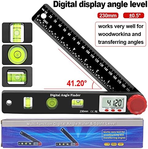 Digitalni pronalazač kuta 0-360 stupnjeva kut mjerni alat LCD Digitalni zaslon Straktor s horizontalnim vertikalnim razinama mjehurića