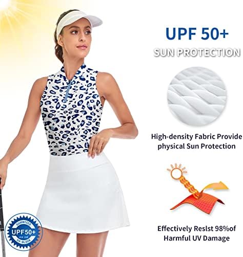 SONEVEN WOMENS-ov rukav bez rukava Polo golf košulje Brze suhe V-izrez lagani teniski tenk vrhovi, 50+ UV zaštita
