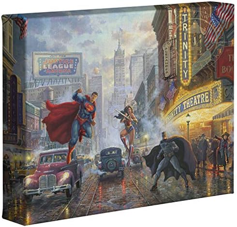 Thomas Kinkade Studios Batman Superman i Wonder Woman 8 x 10 galerija zamotano platno