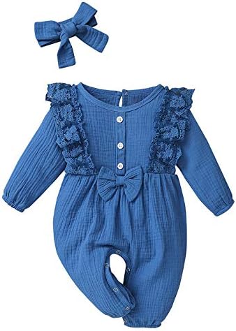 Odjeća Linen Linen Baby Bow Dojenački pamuk One Romper čipke Djevojka s kombinezonom djevojke 3 -mjesečne djevojke haljina