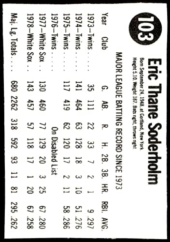 1979 domaćica 103 Eric Soderholm Chicago White Sox ex White Sox