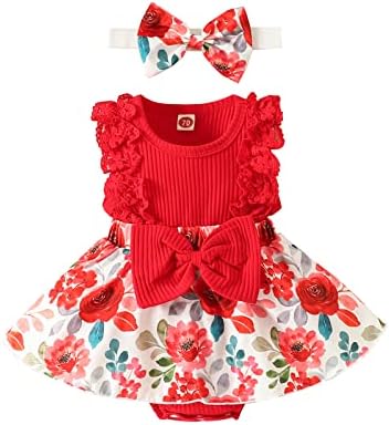 Novorođena djevojčica ljeto rumper cvjetni print čipkasti rukavica bez rukava s pramcom za glavu slatka odjeća