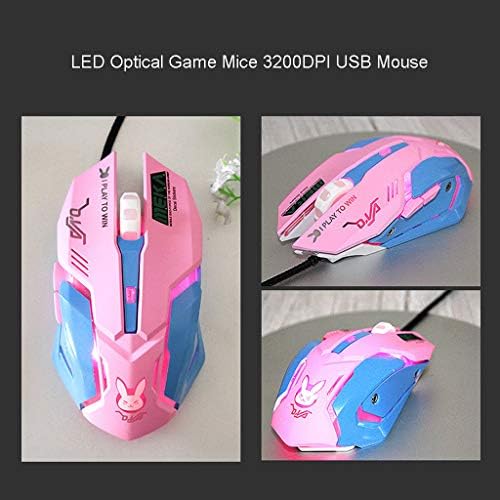Igrački miš br. - br. žičani, ružičasti, 6 gumba, Podesiva razlučivost 3200 dpi, žičani ergonomski LED optički br. - računalni miš