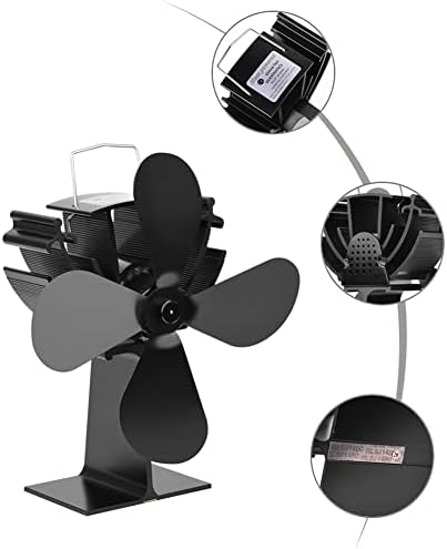 Ventilator s 4 lopatice za peć na toplinski pogon, automatski tihi ventilator za peć na drva s magnetskim termometrom, ekološki prihvatljiv