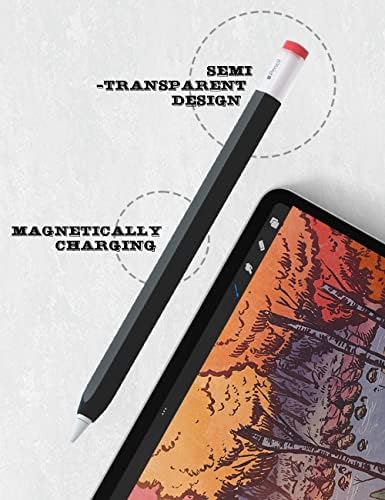Silikonska olovka za olovke od 2 pakiranja, kompatibilna samo s 2. generacijom, Pribor za futrolu, zaštitni držač za kožu [Crna]