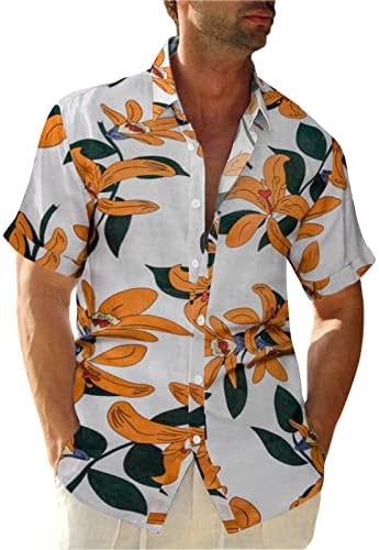 Muške havajske košulje proljetna i ljetna cvjetna šareni tisak casual rever plaža na otvorenom za odmor majice kratkih rukava Bijele