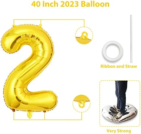 Kleeblatt 2023 Crni broj baloni 40 inča, 2023 Baloni za diplomiranje, klasa 2023 Baloni za ukrašavanje diplomiranja