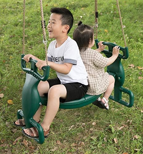 Vanjski ljuljački plastični dvostruki jedrilica igrališta popločana 2 osoba Dječja zabava Swing, zeleno