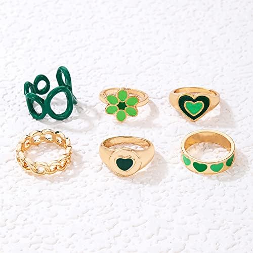 Ženske prstenove Žene obećavaju prstenje slatko zeleno srce cvijet vjenčani prsten leptir gljiva zlatna zaručnička prstena set pribor