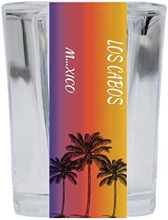 Uvoz los Cabosa, Meksiko, kvadratna čaša od 2 oz s dizajnom palme, 4 pakiranja