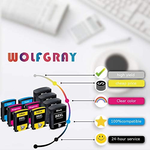 Ink cartridge Wolfgray 88XL je kompatibilan za HP 88XL 88 XL Ink cartridge HP Officejet Pro K5400 K550 K8600 L7480 L7550 L7580 L7590