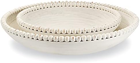 Mud pita s ugniježđenom zdjelom s perlama, mali 3 x 14 dia | veliki 3,5 x 18, bijela