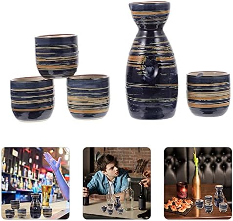 Hemoton šalica Set Staklo set staklo set 5pcs keramično set set japanskog sake set s 1 bocom i 4 šalice ručno obojene porculanske keramičke